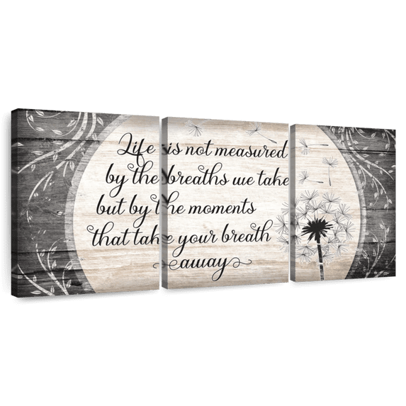Elephant Stock Measure Of Life Quote Wall Art - Horizontal Multi Panel Canvas - Living Room Wall Decor - Inspirational And Typography Multi Panel - Beige And Gray Decor - 80" x 39"