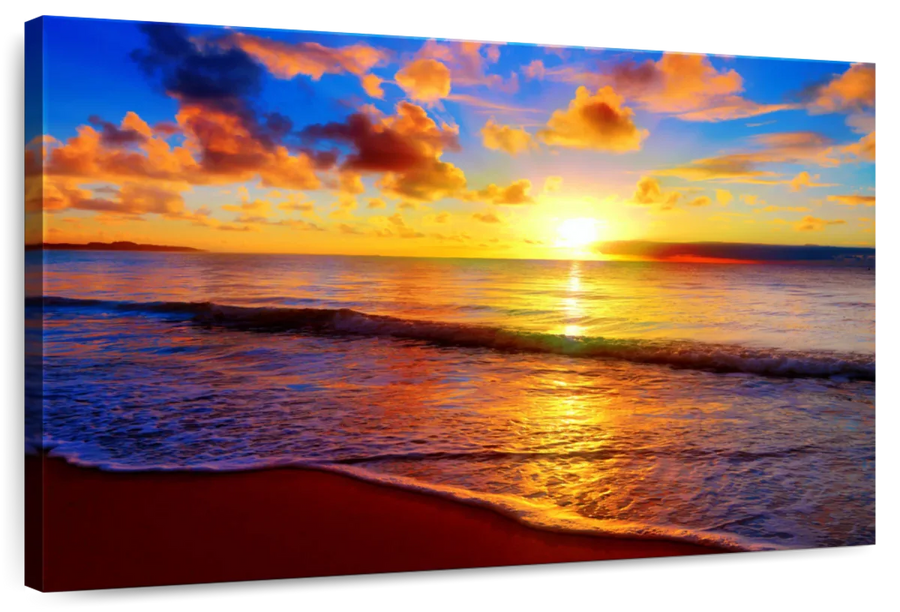 Elephant Stock Meditative Beach Sunset Wall Art - Horizontal Canvas ...