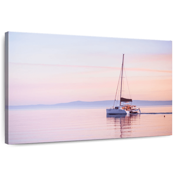 Elephant Stock Mediterranean Sea Yacht Wall Art - Horizontal Canvas Wall Art - Living Room Wall Decor - Transportation Canvas - Purple And Pink Decor - 12" x 8"