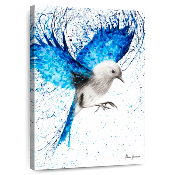 Elephant Stock Mediterranean Wings Wall Art - Vertical Canvas Wall Art - Living Room Wall Decor - Animal Canvas - White And Blue Decor By Ashvin Harrison - 8" x 12"