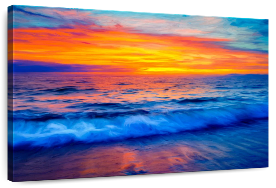 Elephant Stock Mesmerizing Ocean Sunset Wall Art - Horizontal Canvas ...