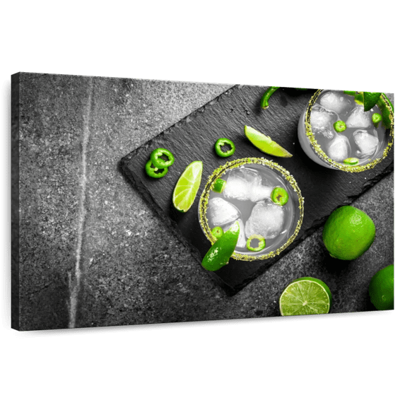Elephant Stock Mexican Cocktail Wall Art - Horizontal Canvas Wall Art - Dining Room Wall Decor - Food And Drink Canvas - Gray And White Decor - 45" x 30"