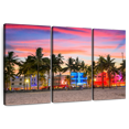 thumbnail image 1 of Elephant Stock Miami Beach Usa Wall Art - Horizontal Multi Panel Canvas - Living Room Wall Decor - Places Multi Panel - Pink And Blue Decor - 38" x 24", 1 of 8