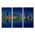 thumbnail image 1 of Elephant Stock Miami Night Skyline Wall Art - Horizontal Multi Panel Canvas - Living Room Wall Decor - Places Multi Panel - Beige And Blue Decor - 23" x 14", 1 of 4
