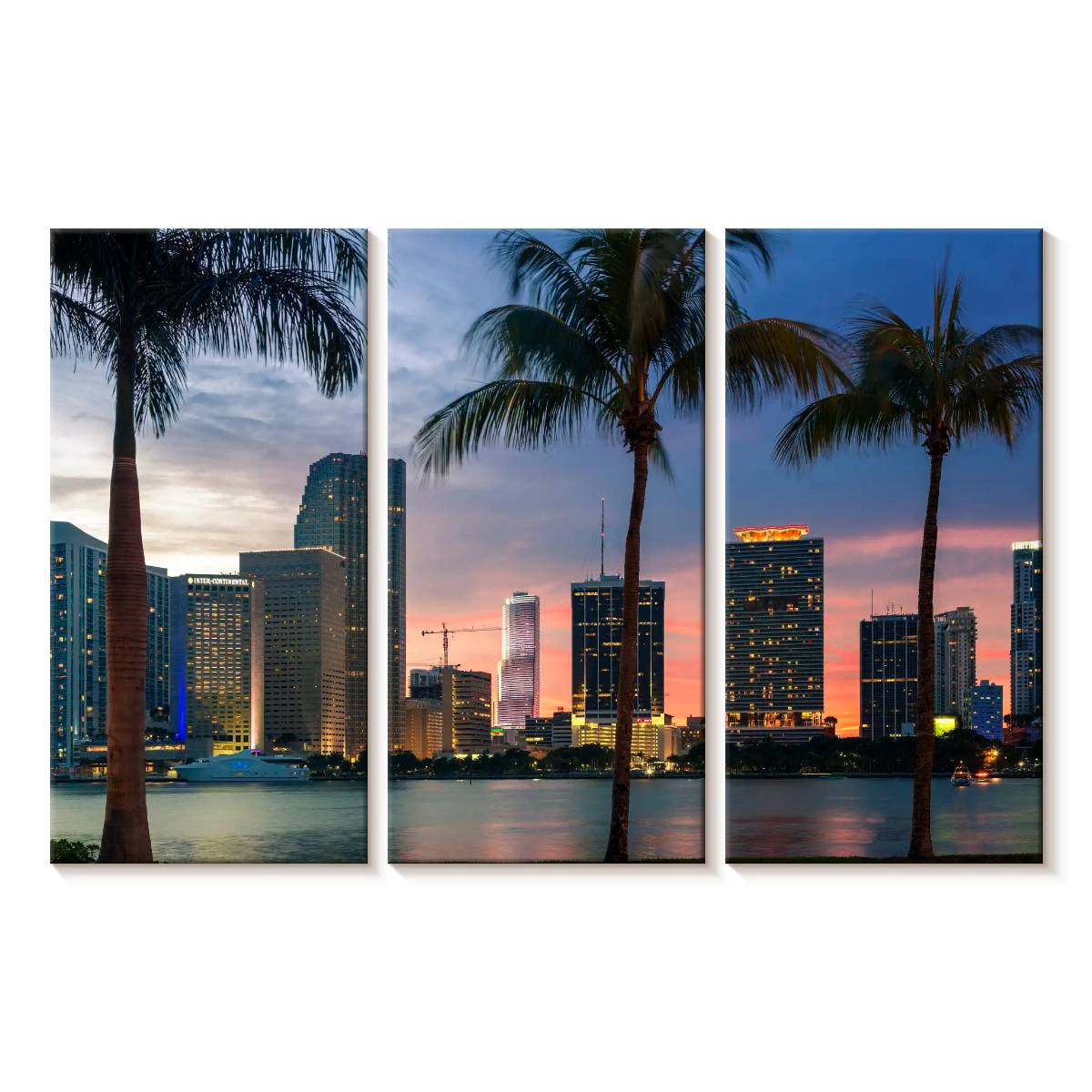 Elephant Stock Miami Skyline At Dusk Wall Art - Horizontal Multi Panel ...