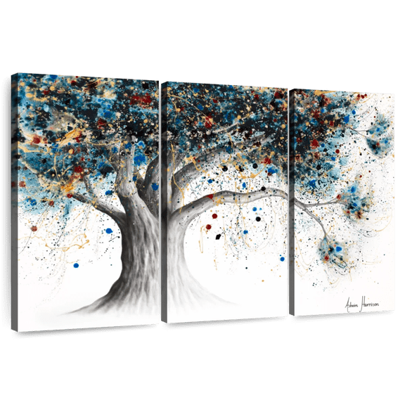 Elephant Stock The Midnight Potion Tree Wall Art - Horizontal Multi Panel Canvas - Living Room Wall Decor - Floral And Botanical Multi Panel - White And Gray Decor By Ashvin Harrison - 33" x 20"