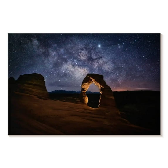 Elephant Stock Milky Way Over Delicate Arch In Arches Park Wall Art - Horizontal Canvas Wall Art - Lobby Wall Decor - Nature Canvas - Brown And Blue Decor By Scott Stulberg - 24" x 16"