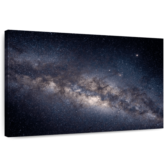 Elephant Stock Milky Way Galaxy View Wall Art - Horizontal Canvas Wall Art - Living Room Wall Decor - Astronomy & Space Canvas - Gray And Blue Decor - 12" x 8"