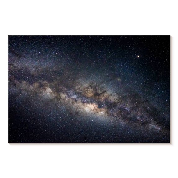 Elephant Stock Milky Way Galaxy View Wall Art - Horizontal Canvas Wall Art - Living Room Wall Decor - Astronomy & Space Canvas - Gray And Blue Decor - 48" x 32"