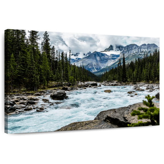 Elephant Stock Mistaya Canyon River Wall Art - Horizontal Canvas Wall Art - Living Room Wall Decor - Nature Canvas - Blue And Green Decor - 51" x 34"