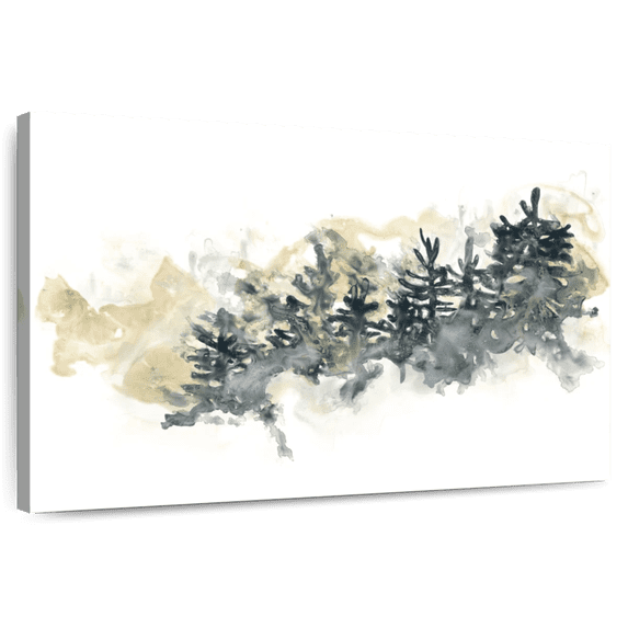 Elephant Stock Misty Hillside Ii Wall Art - Horizontal Canvas Wall Art - Hallway Wall Decor - Abstract Canvas - Gray And Yellow Decor By June Erica Vess - 30" x 20"