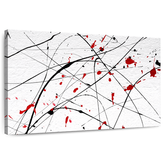 Elephant Stock Modern Abstract Splash Wall Art - Horizontal Canvas Wall Art - Living Room Wall Decor - Abstract Canvas - Red And White Decor - 12" x 8"