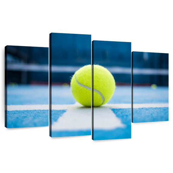 Elephant Stock Modern Tennis Ball Wall Art - Horizontal Multi Panel Canvas - Living Room Wall Decor - Sports Multi Panel - Blue And Green Decor - 68" x 42"