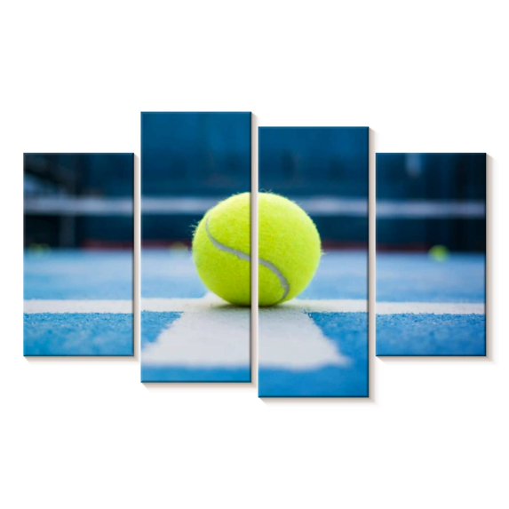 Elephant Stock Modern Tennis Ball Wall Art - Horizontal Multi Panel Canvas - Living Room Wall Decor - Sports Multi Panel - Blue And Green Decor - 68" x 42"