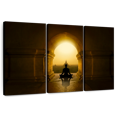 thumbnail image 1 of Elephant Stock Monk Meditating In Temple Wall Art - Horizontal Multi Panel Canvas - Living Room Wall Decor - Wellness Multi Panel - Black And Gold Decor - 50" x 32", 1 of 8