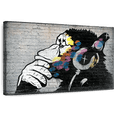 thumbnail image 1 of Elephant Stock Monkey Wearing Headphones Wall Art - Horizontal Canvas Wall Art - Hallway Wall Decor - Animal Canvas - Black And Gray Decor - 51" x 34", 1 of 8