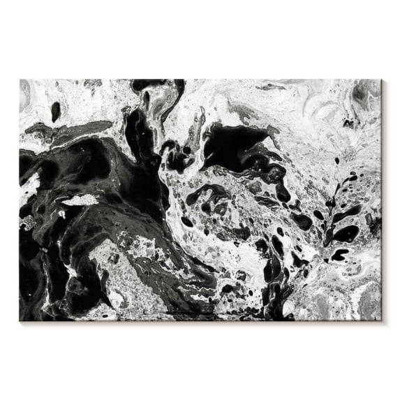 Elephant Stock Monochromatic Abstract Wall Art - Horizontal Canvas Wall Art - Living Room Wall Decor - Abstract Canvas - Gray And Black Decor - 45" x 30"