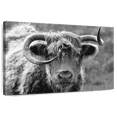 thumbnail image 1 of Elephant Stock Monochrome Highland Cow Wall Art - Horizontal Canvas Wall Art - Living Room Wall Decor - Animal Canvas - Black And Gray Decor - 45" x 30", 1 of 8