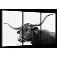 thumbnail image 1 of Elephant Stock Monochrome Longhorn Wall Art - Horizontal Multi Panel Canvas - 3 Pieceliving Room Wall Decor - Photography Animal Multi Panel - Black And Gray Decor - 45" x 28", 1 of 4