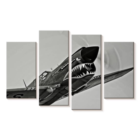 Elephant Stock Monochrome Military Plane Wall Art - Horizontal Multi Panel Canvas - Living Room Wall Decor - Transportation Multi Panel - Gray And Decor By Scott Germain - 24" x 14"