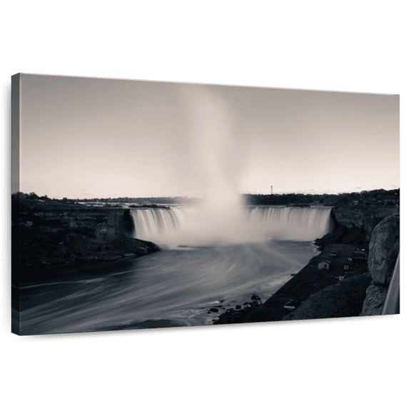 Elephant Stock Monochrome Niagara Falls Wall Art - Horizontal Canvas Wall Art - Living Room Wall Decor - Nature Canvas - Black And White Decor - 12" x 8"