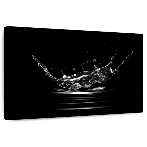 Elephant Stock Monochrome Water Splash Wall Art - Horizontal Canvas Wall Art - Living Room Wall Decor - Nature Canvas - Black And Gray Decor - 30" x 20"