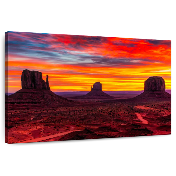 Elephant Stock Monument Valley At Sunset Wall Art - Horizontal Canvas Wall Art - Living Room Wall Decor - Nature Canvas - Brown And Orange Decor - 12" x 8"