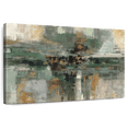 thumbnail image 1 of Elephant Stock Morning Fjord Rifle Green Wall Art - Horizontal Canvas Wall Art - Living Room Wall Decor - Abstract Canvas - Green And Gray Decor By Silvia Vassileva - 45" x 30", 1 of 8