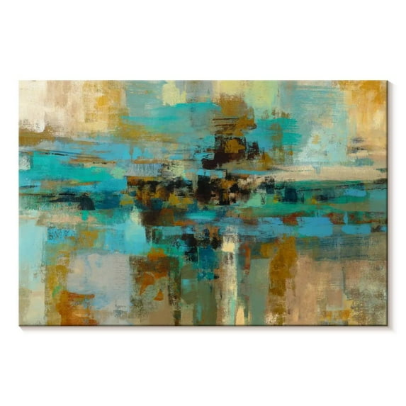 Elephant Stock Morning Fjord Wall Art - Horizontal Canvas Wall Art - Living Room Wall Decor - Abstract Canvas - Brown And Blue Decor By Silvia Vassileva - 12" x 8"