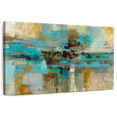 thumbnail image 1 of Elephant Stock Morning Fjord Wall Art - Horizontal Canvas Wall Art - Living Room Wall Decor - Abstract Canvas - Brown And Blue Decor By Silvia Vassileva - 48" x 32", 1 of 8