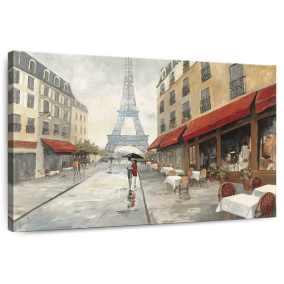 Elephant Stock Morning In Paris Wall Art - Horizontal Canvas Wall Art - Living Room Wall Decor - Places Canvas - Gray And Brown Decor By Avery Tillmon - 51" x 34"