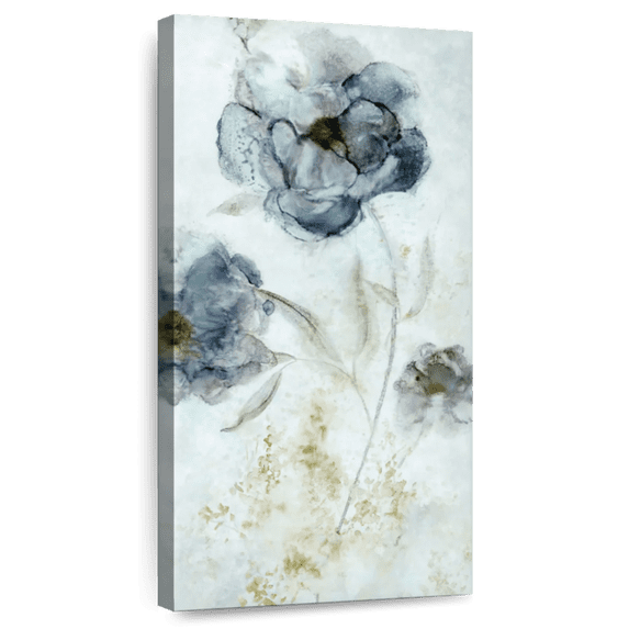 Elephant Stock Morning Peony Wall Art - Vertical Canvas Wall Art - Living Room Wall Decor - Abstract Canvas - Purple And Blue Decor By Carol Robinson - 15" x 30"