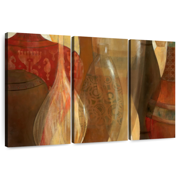Elephant Stock Moroccan Market Wall Art - Horizontal Multi Panel Canvas - Living Room Wall Decor - Hobbies And Lifestyle Multi Panel - Red And Orange Decor By Carol Robinson - 38" x 24"