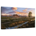 thumbnail image 1 of Elephant Stock Moulton Barn Sunset Scene Wall Art - Horizontal Canvas Wall Art - Living Room Wall Decor - Nature Canvas - Blue And Green Decor - 12" x 8", 1 of 8