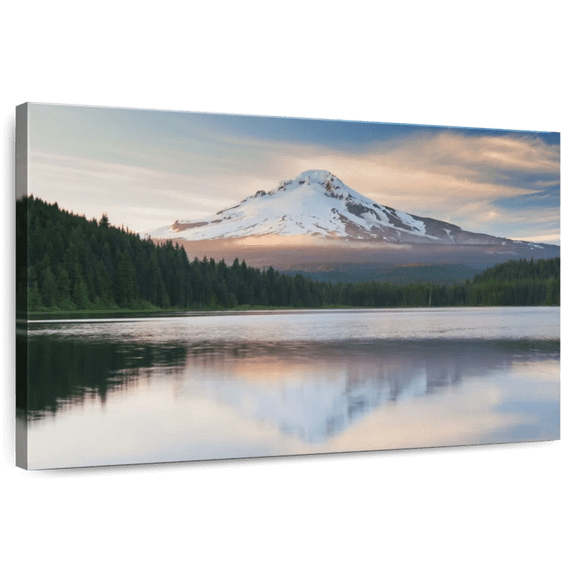 Elephant Stock Mount Hood Panorama Wall Art - Horizontal Canvas Wall Art - Living Room Wall Decor - Nature Canvas - White And Blue Decor - 30" x 20"