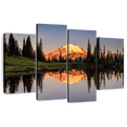 thumbnail image 1 of Elephant Stock - Mount Rainier Sunset Hues Wall Art - Horizontal Multi Panel - 4 Piece Living Room Wall Decor - Photography Nature Canvas Print - Purple and Orange Decor - 52" x 32", 1 of 8