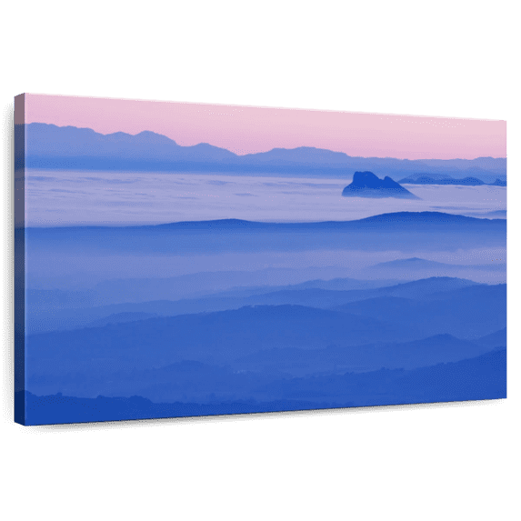 Elephant Stock Mountain Cloudscape Wall Art - Horizontal Canvas Wall Art - Living Room Wall Decor - Nature Canvas - Blue And Pink Decor - 48" x 32"