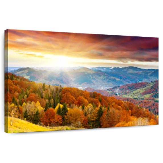 Elephant Stock Mountain With Trees Wall Art - Horizontal Canvas Wall Art - Living Room Wall Decor - Nature Canvas - Blue And Teal Decor - 48" x 32"