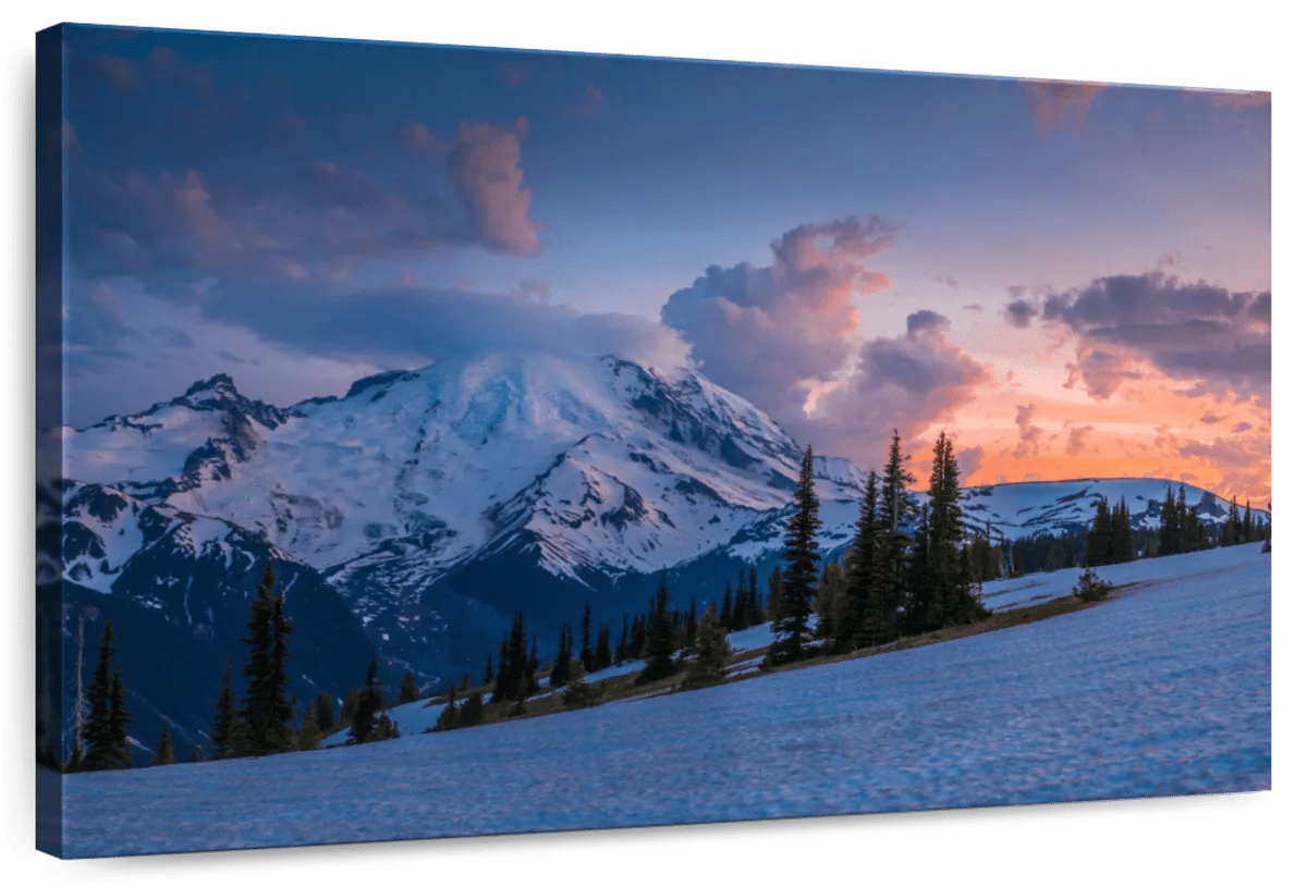 Elephant Stock Mt. Rainier At Sunset Wall Art Horizontal Canvas Wall