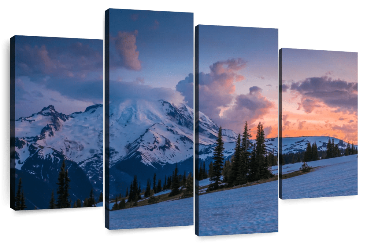 Elephant Stock Mt. Rainier At Sunset Wall Art - Horizontal Multi Panel ...
