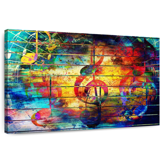 Elephant Stock Music Abstract Wall Art - Horizontal Canvas Wall Art - Living Room Wall Decor - Music Canvas - Brown And Gold Decor - 51" x 34"