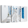 thumbnail image 1 of Elephant Stock Mykonos Street Wall Art - Horizontal Multi Panel Canvas - Living Room Wall Decor - City Multi Panel - Blue And Gray Decor - 57" x 36", 1 of 8