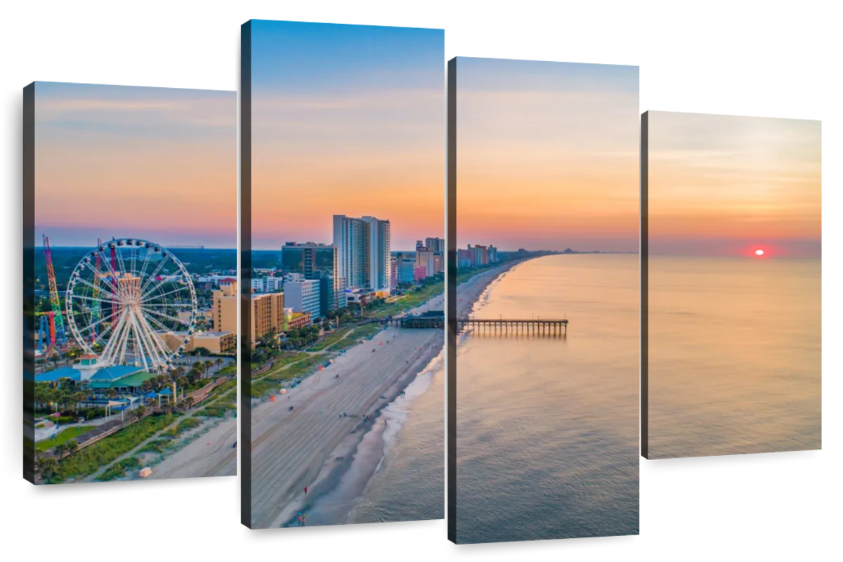 Elephant Stock Myrtle Beach Coastline Wall Art - Horizontal Multi Panel ...