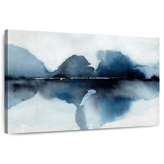 Elephant Stock Mystic Horizon I Wall Art - Horizontal Canvas Wall Art - Living Room Wall Decor - Abstract Canvas - Black And Blue Decor By Annie Warren - 24" x 16"