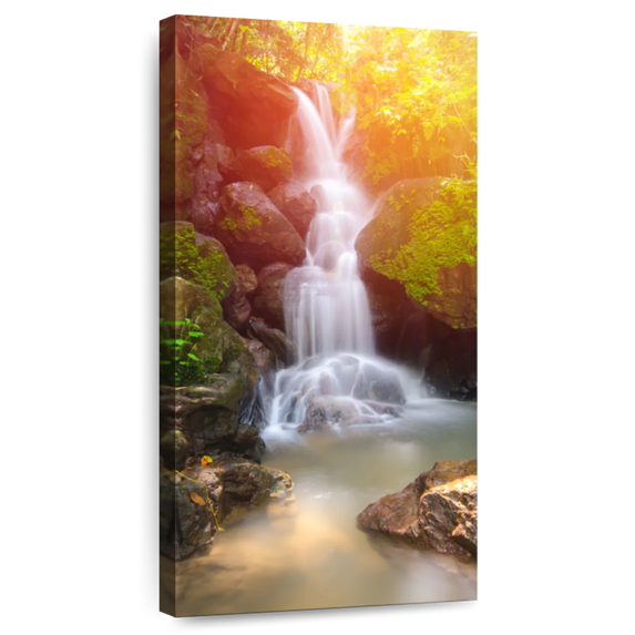 Elephant Stock Nakhon Nayok Waterfall Wall Art - Nature Canvas Canvas - 12" x 24"
