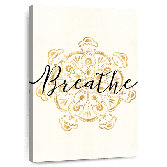 Elephant Stock Namaste Ii Wall Art - Vertical Canvas Wall Art - Living Room Wall Decor - Decor Elements Canvas - Beige And Gold Decor By Veronique Charron - 20" x 30"