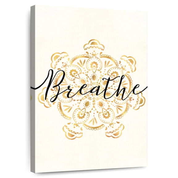 Elephant Stock Namaste Ii Wall Art - Vertical Canvas Wall Art - Living Room Wall Decor - Decor Elements Canvas - Beige And Gold Decor By Veronique Charron - 20" x 30"