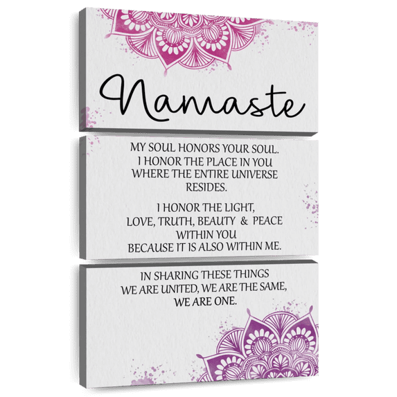 Elephant Stock Namaste Meaning Wall Art - Vertical Multi Panel Canvas - Living Room Wall Decor - Inspirational And Typography Multi Panel - Black And White Decor - 20" x 32"
