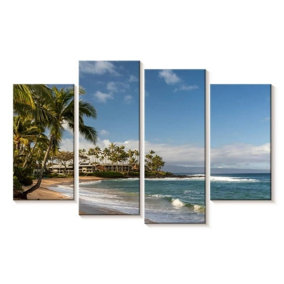 Elephant Stock Napili Bay Beach Wall Art - Horizontal Multi Panel Canvas - Living Room Wall Decor - Beach Multi Panel - Blue And Green Decor - 30" x 18"