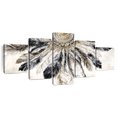 thumbnail image 1 of Elephant Stock Necklace Of Feathers Iii Wall Art - Horizontal Multi Panel Canvas - Living Room Wall Decor - Our America Multi Panel - Brown And Gray Decor By Eva Watts - 92" x 42", 1 of 5